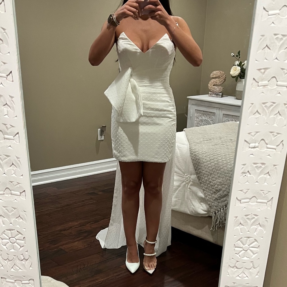 Katie May Eden Rock Ivory/White Mini Dress with Train